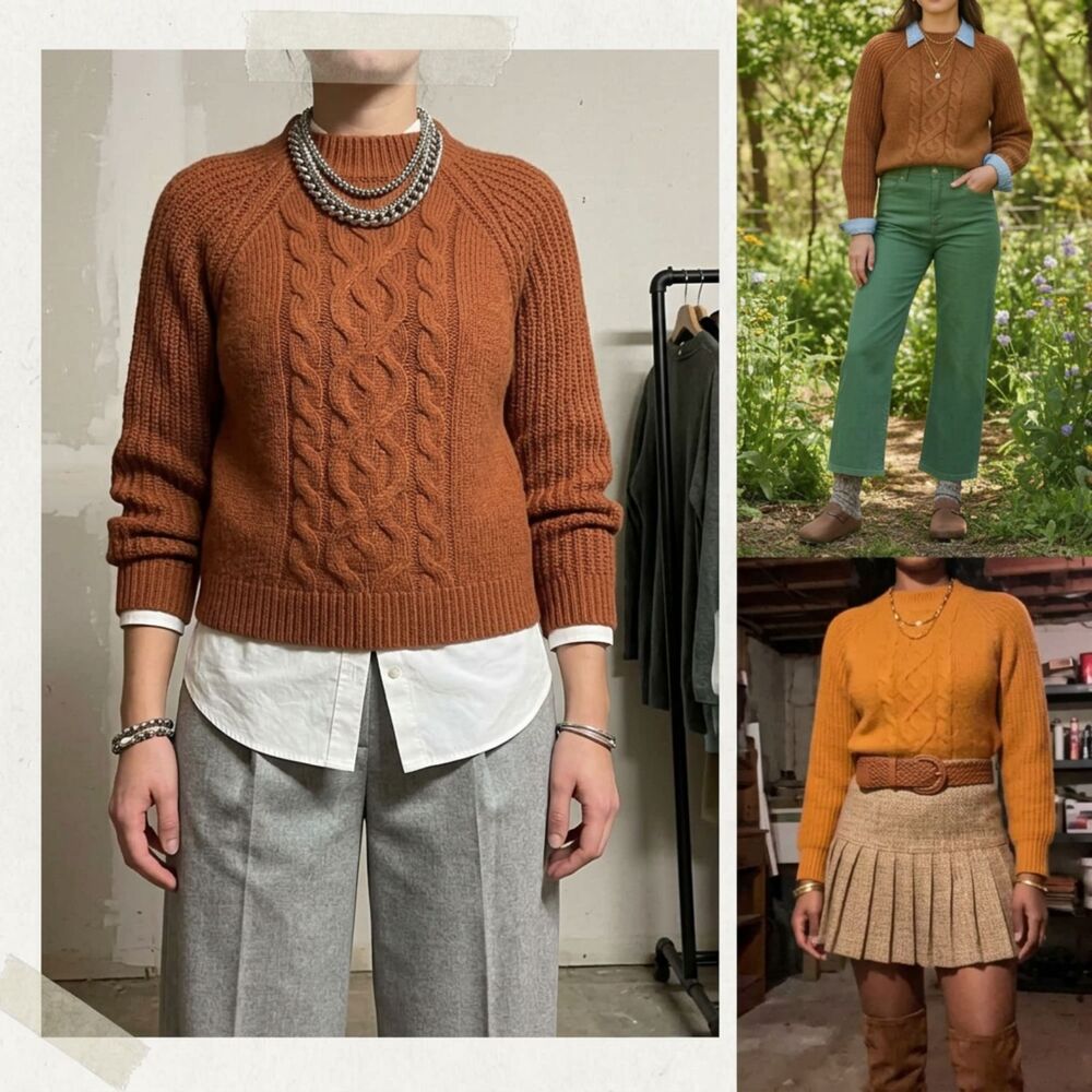 Blue Rain Orange Sweater NWOT